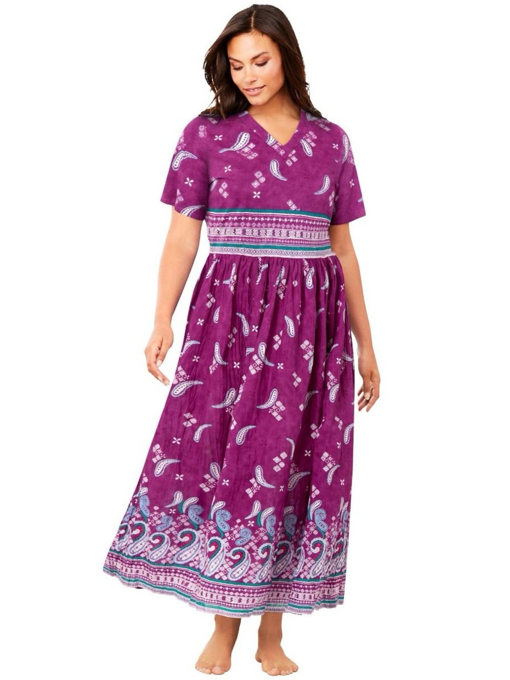 Purple Paisley Cotton Lounger Maxi Dress 22 / 24